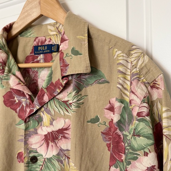 Polo Ralph Lauren Hawaiian Tropical Floral Print Men's Shirt Linen Cotton XLT - Picture 7 of 14